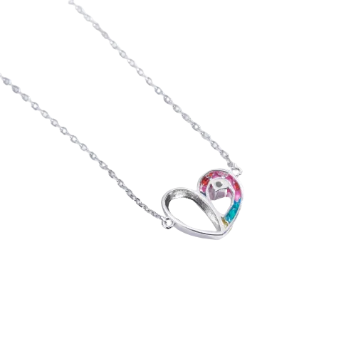 Rainbow Heart Enamel Necklace for Women