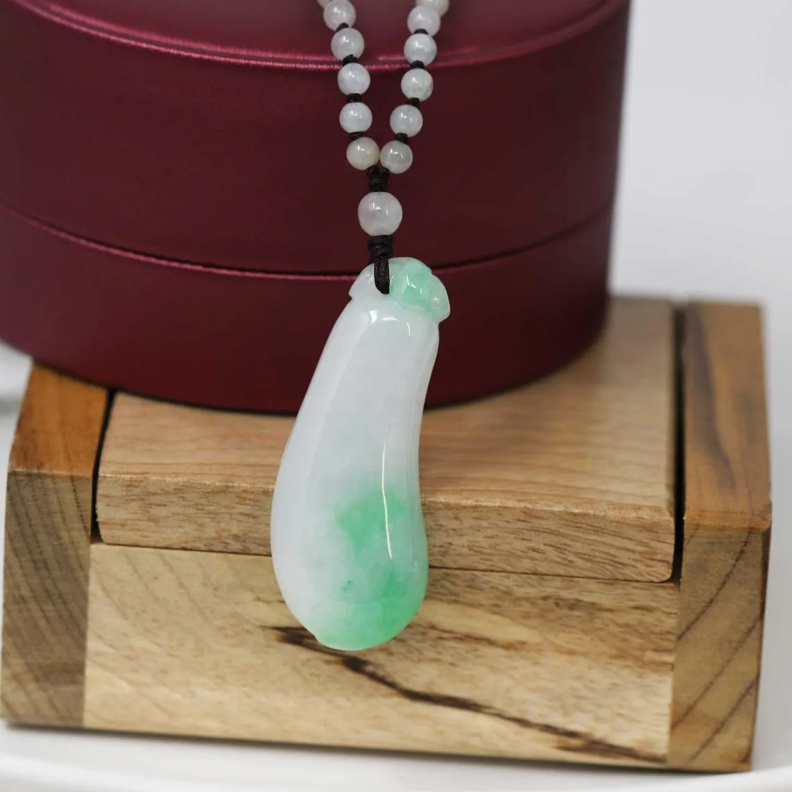 RealJade® "Lucky Pi Xiu" Genuine Green Jadeite Jade Good Luck Pea Pendant Necklace With Real Jadeite Bead Necklace