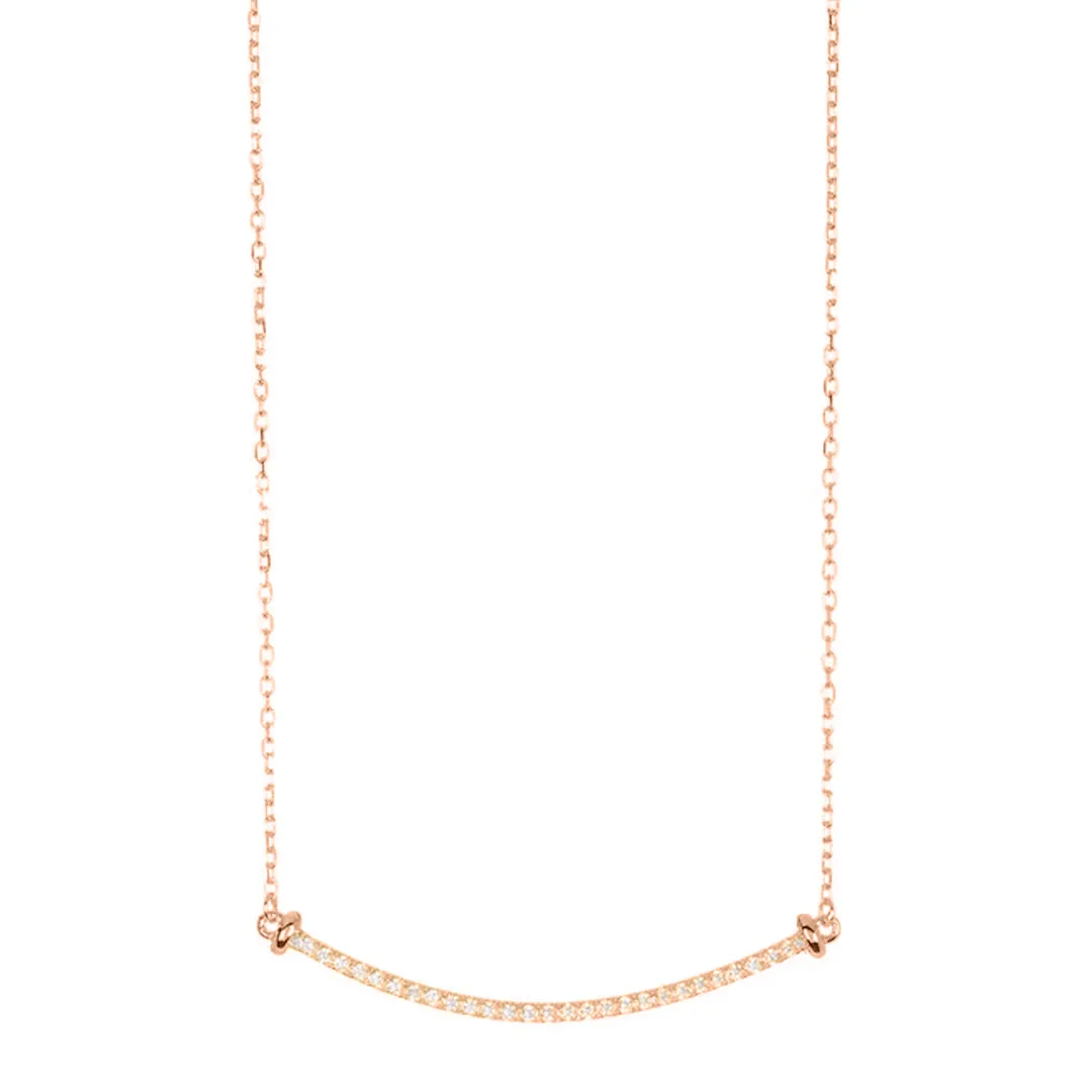 Rhodium Plated Crystal Curved Bar Necklace