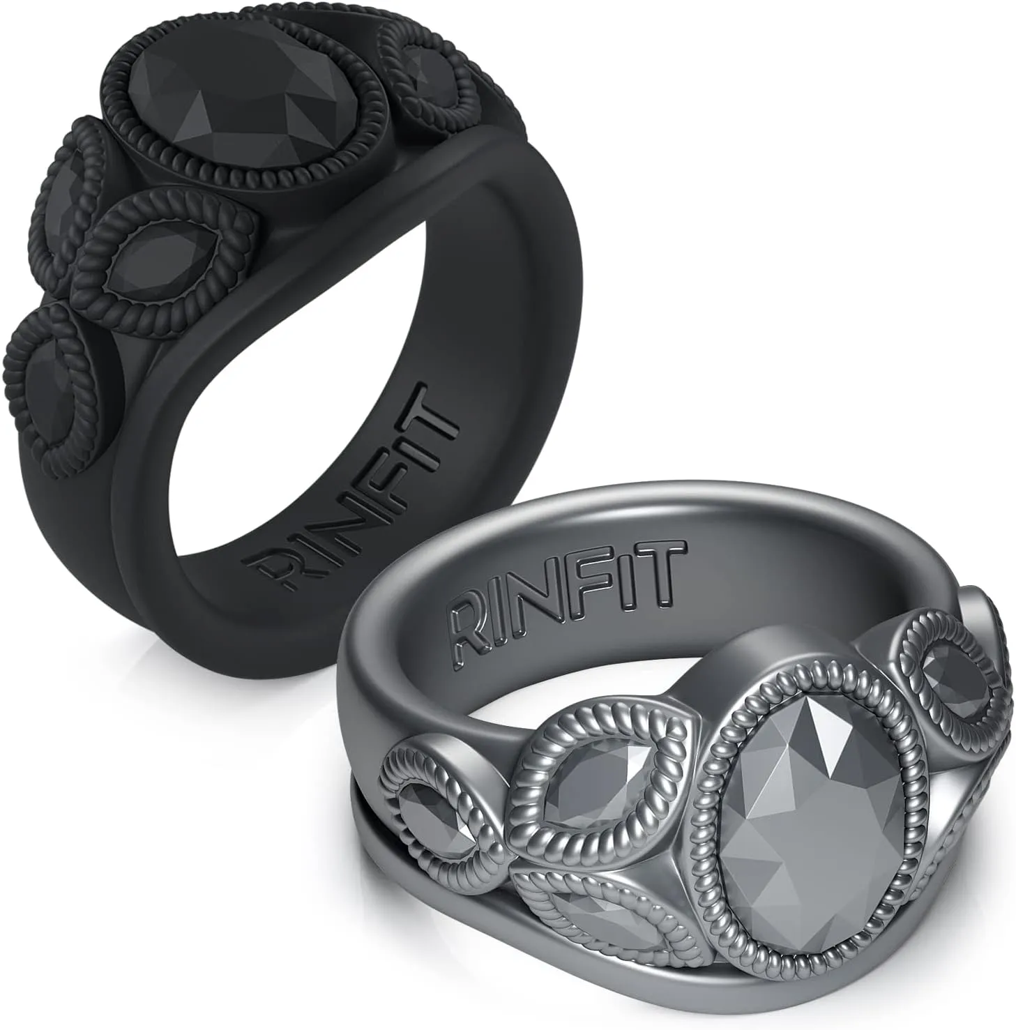 Rinfit Silicone Rings for Women - Womens Wedding Rings - Silicone Wedding Bands - Oval Rubber Ring - Patented Design