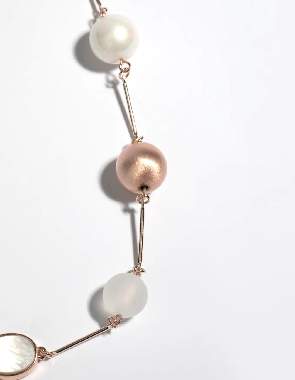 Rose Gold Beaded Long Necklace