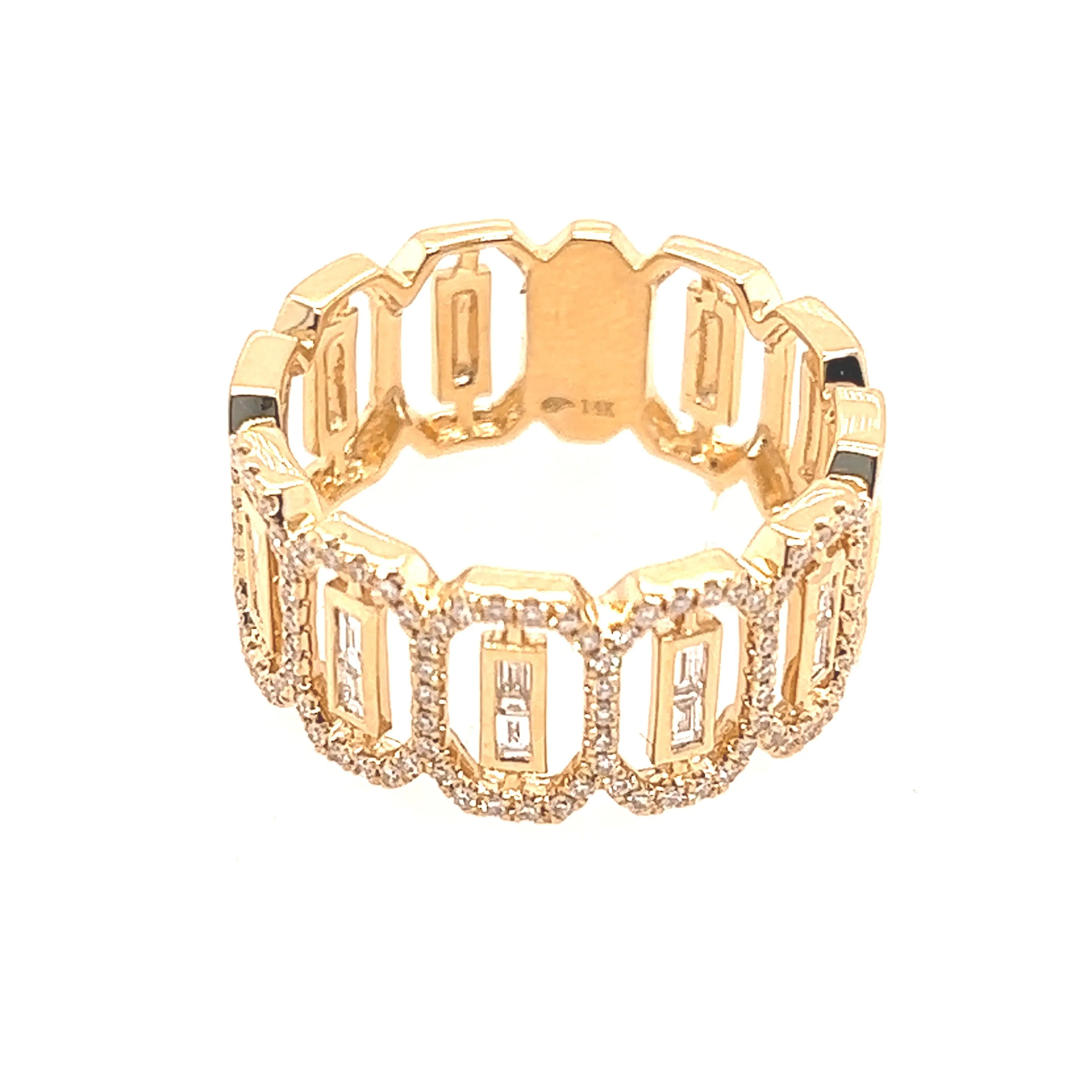 Round and Baguette Diamond Open Ring