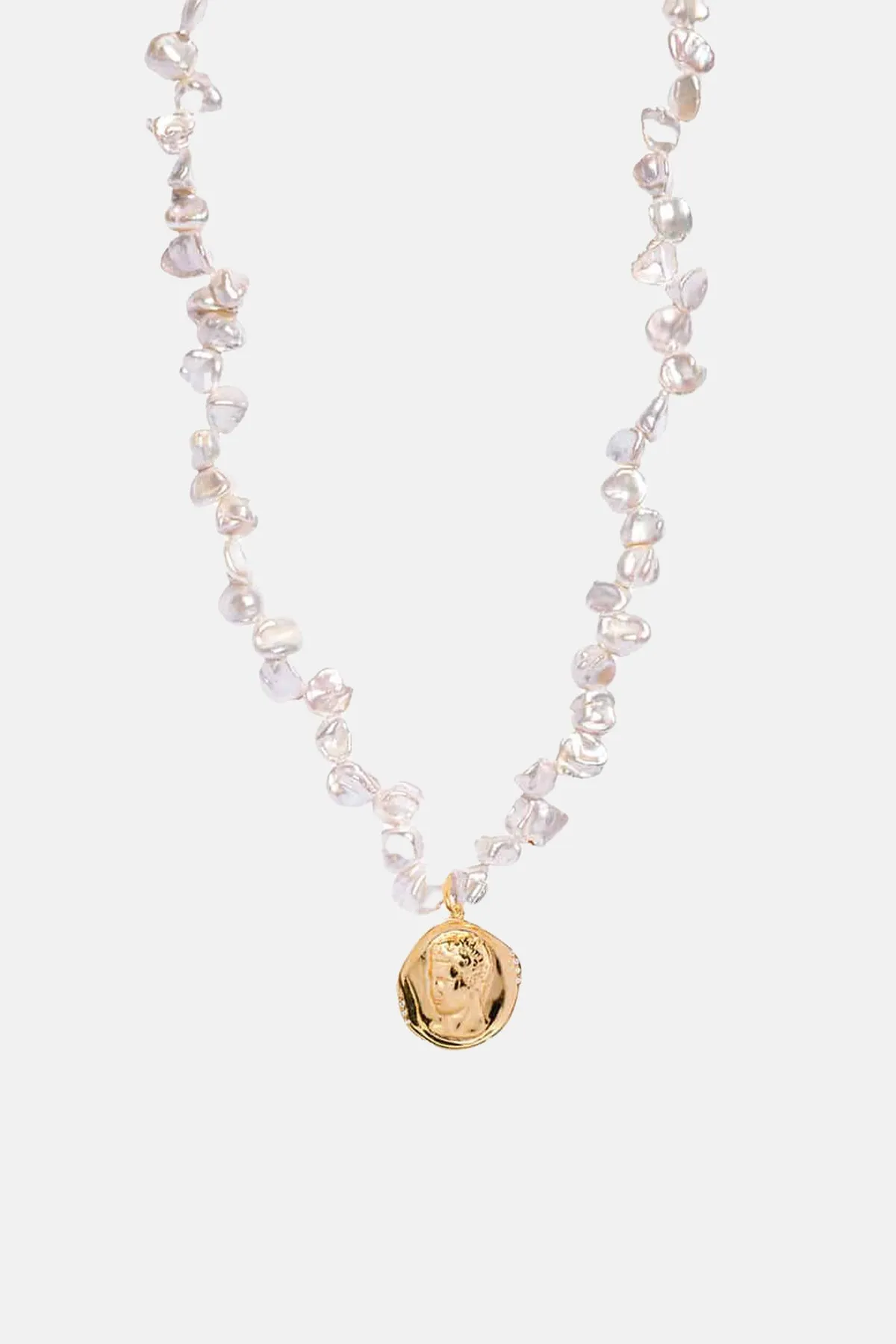 STATEMENT PEARL NECKLACE "HERMIS" WHITE/GOLD