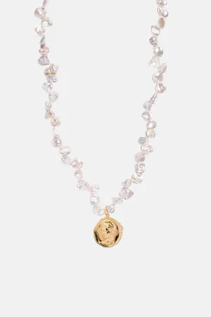 STATEMENT PEARL NECKLACE "HERMIS" WHITE/GOLD