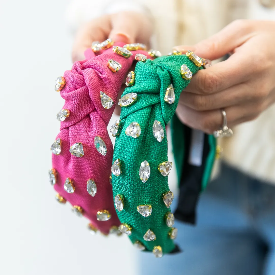 Traditional Woven Headband - Green Gem
