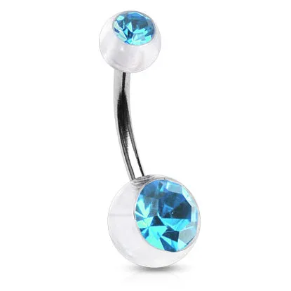 Translucent Duo Gem Acrylic Belly Bar