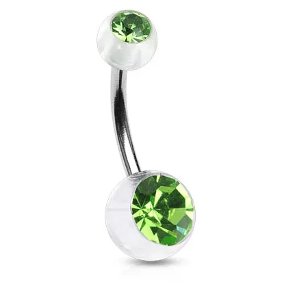 Translucent Duo Gem Acrylic Belly Bar
