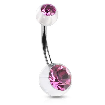 Translucent Duo Gem Acrylic Belly Bar