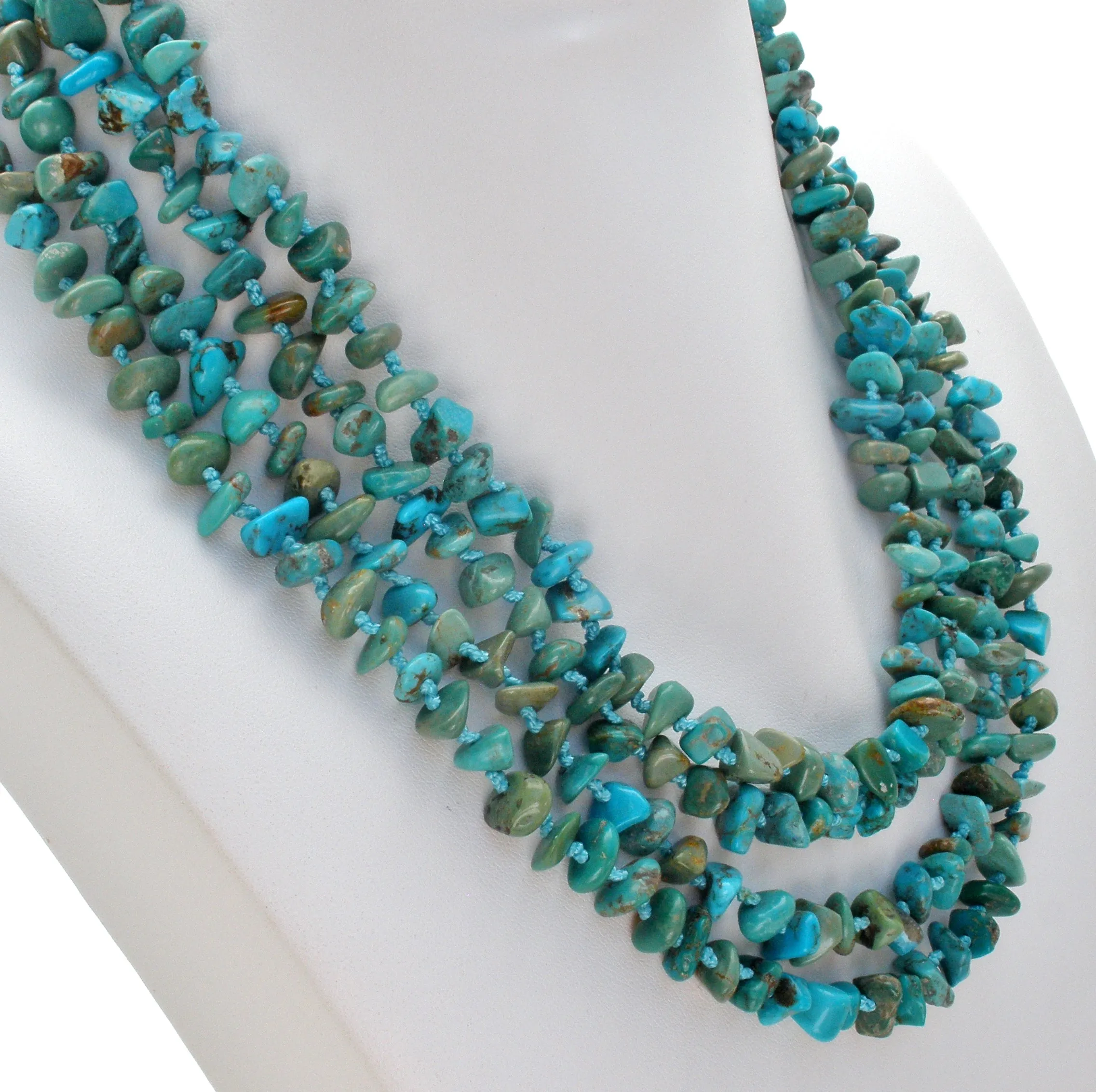 Turquoise Nugget Bead Necklace 85" Long SX