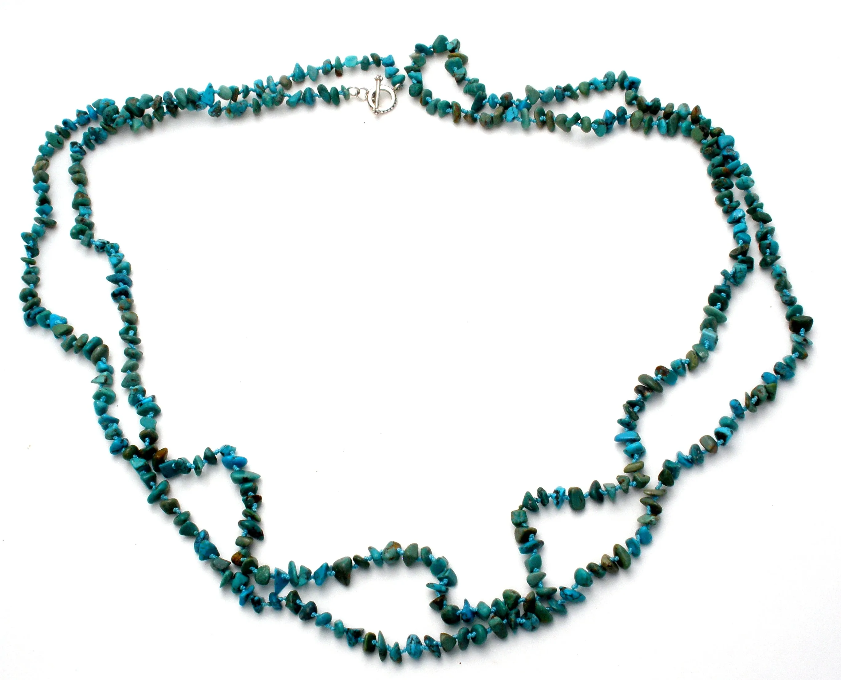 Turquoise Nugget Bead Necklace 85" Long SX