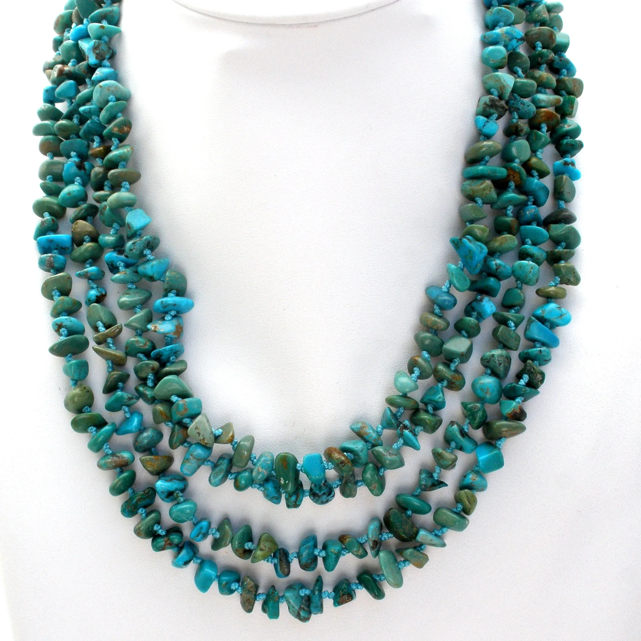 Turquoise Nugget Bead Necklace 85" Long SX