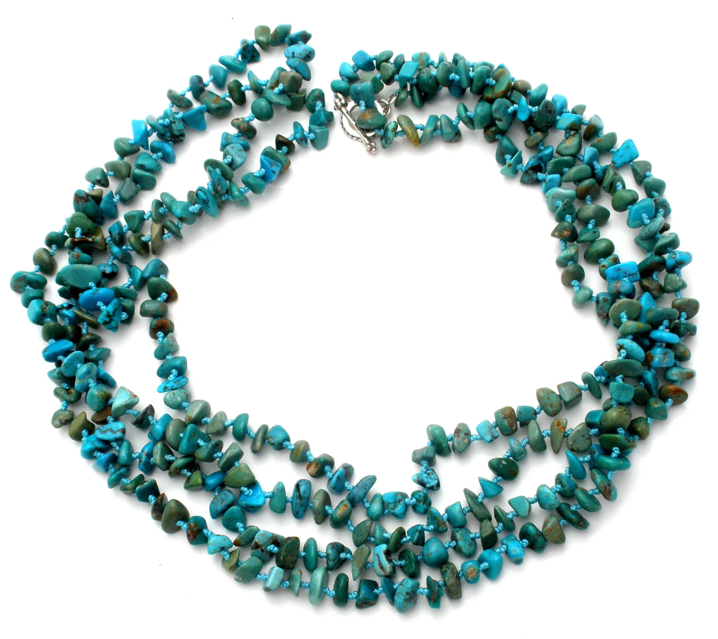 Turquoise Nugget Bead Necklace 85" Long SX