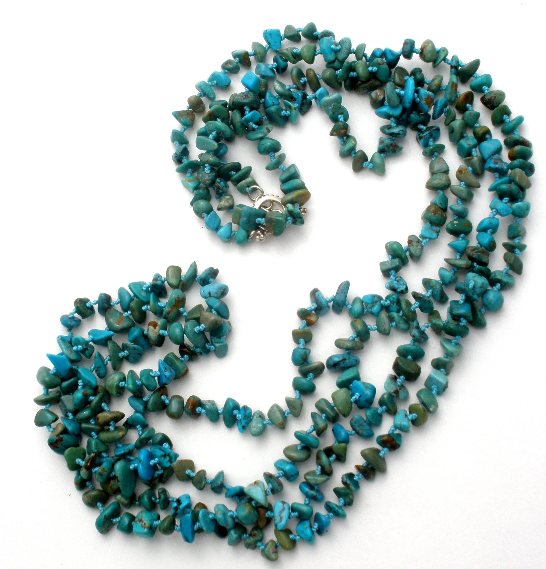 Turquoise Nugget Bead Necklace 85" Long SX
