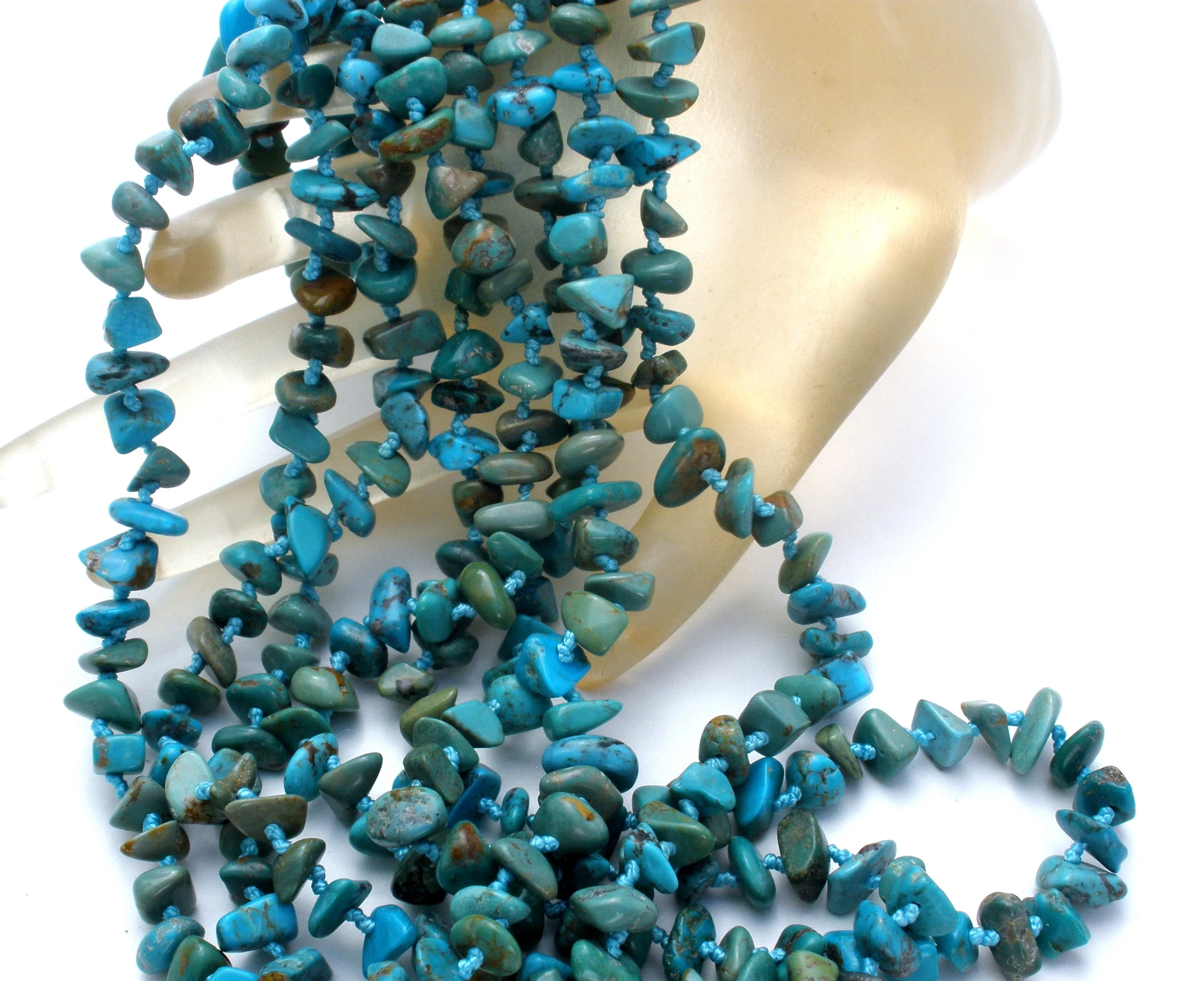 Turquoise Nugget Bead Necklace 85" Long SX