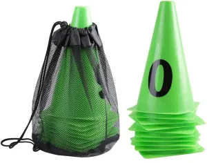 VGEBY 10Pcs Football Cones, 23cm Numbered Space Marker Traffic Cone Training Cones for Soccer Training Football Field Markers
