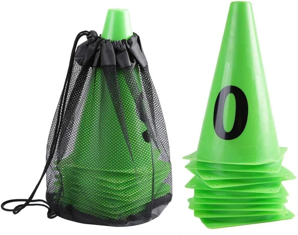 VGEBY 10Pcs Football Cones, 23cm Numbered Space Marker Traffic Cone Training Cones for Soccer Training Football Field Markers