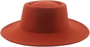 Vsadsau Women Men Fedoras Hats Solid Dome Round Top Wide Brim Hats Felted Jazz Fedoras