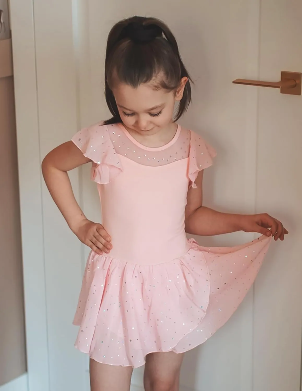 Zaclotre Girls Ballet Leotards Ruffle Sleeve Sparkle Dance Leotard Toddler Ballerina Dress Outfits