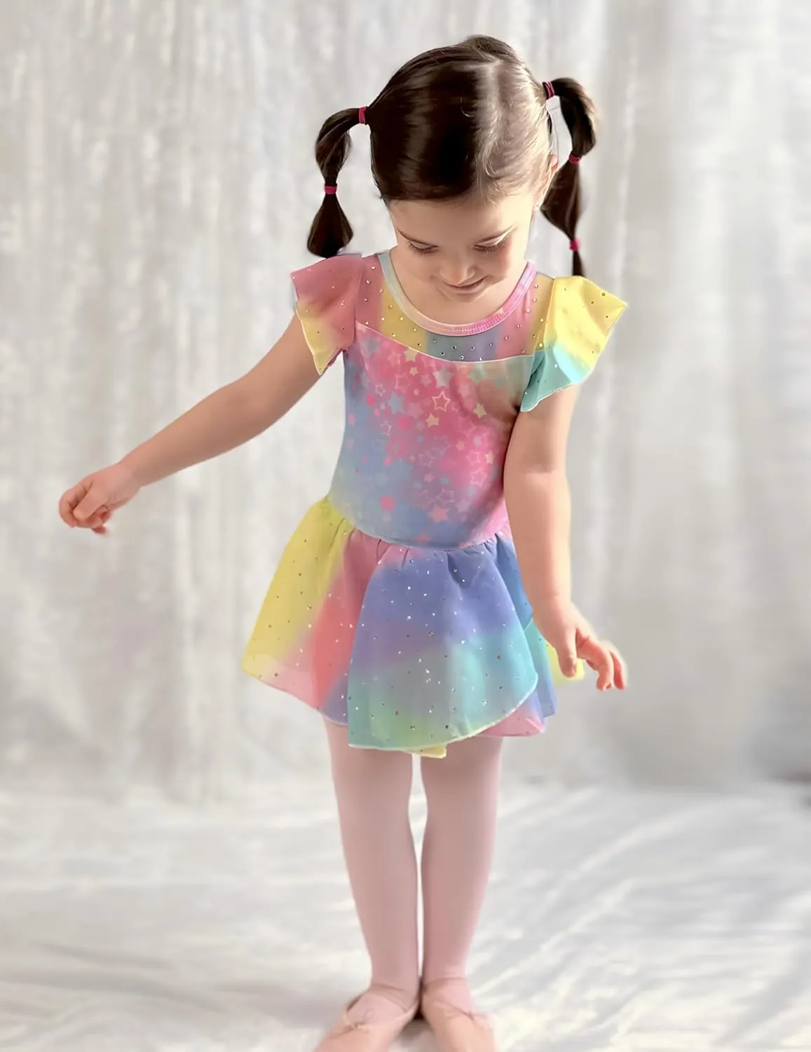 Zaclotre Girls Ballet Leotards Ruffle Sleeve Sparkle Dance Leotard Toddler Ballerina Dress Outfits