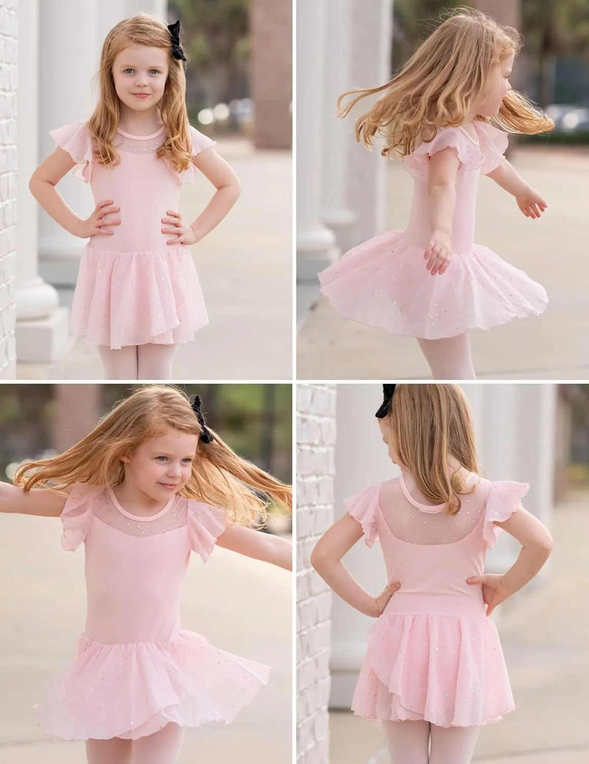 Zaclotre Girls Ballet Leotards Ruffle Sleeve Sparkle Dance Leotard Toddler Ballerina Dress Outfits